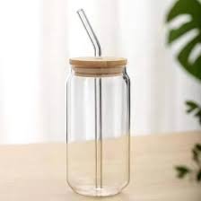 Verre canette avec couvercle en bambou